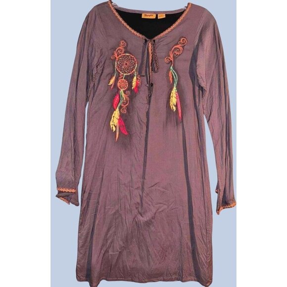 Wrangler Womens Embroidered Long Sleeve Dress With Dreamcatcher Design - Picture 1 of 9